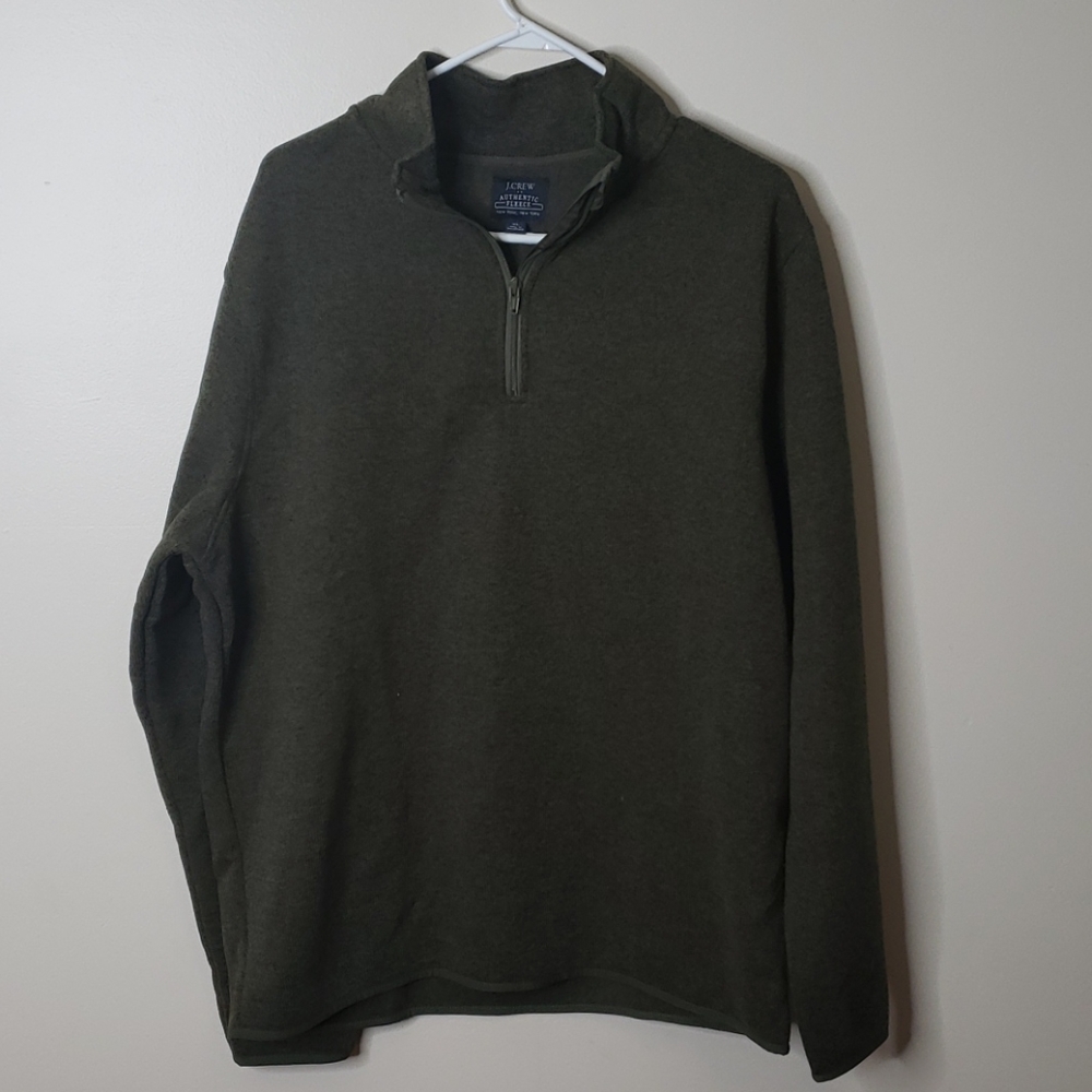 J. Crew Factory Army Green Fleece 3/4 Zip Sweater Size XL